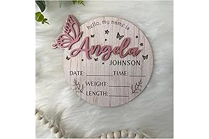 Enchanting Personalized Baby Stat Sign to Announce Your Little One's Arrival