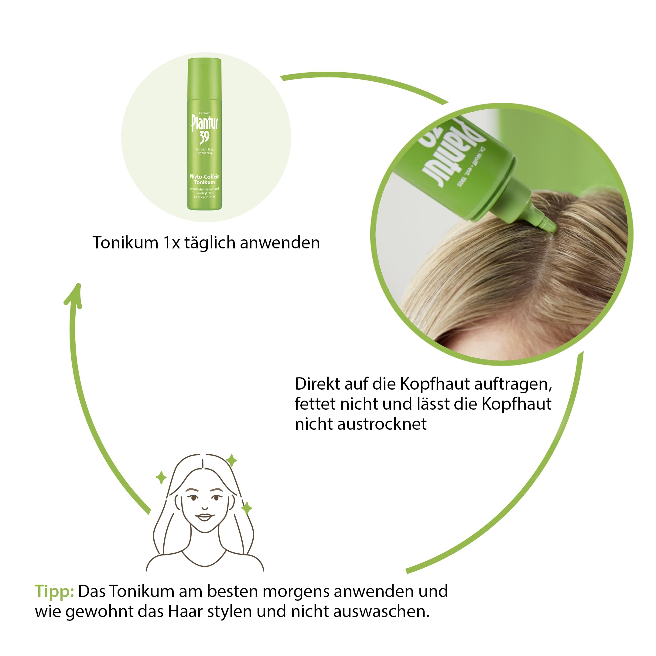 Plantur 39 Phyto-Coffein-Tonikum - 3 x 200 ml - Haarwasser zur Vorbeugung vor menopausalem Haarausfall – mit Vitalstoffen aus der Soja-Pflanze – unabhängig von der Haarwäsche anwendbar