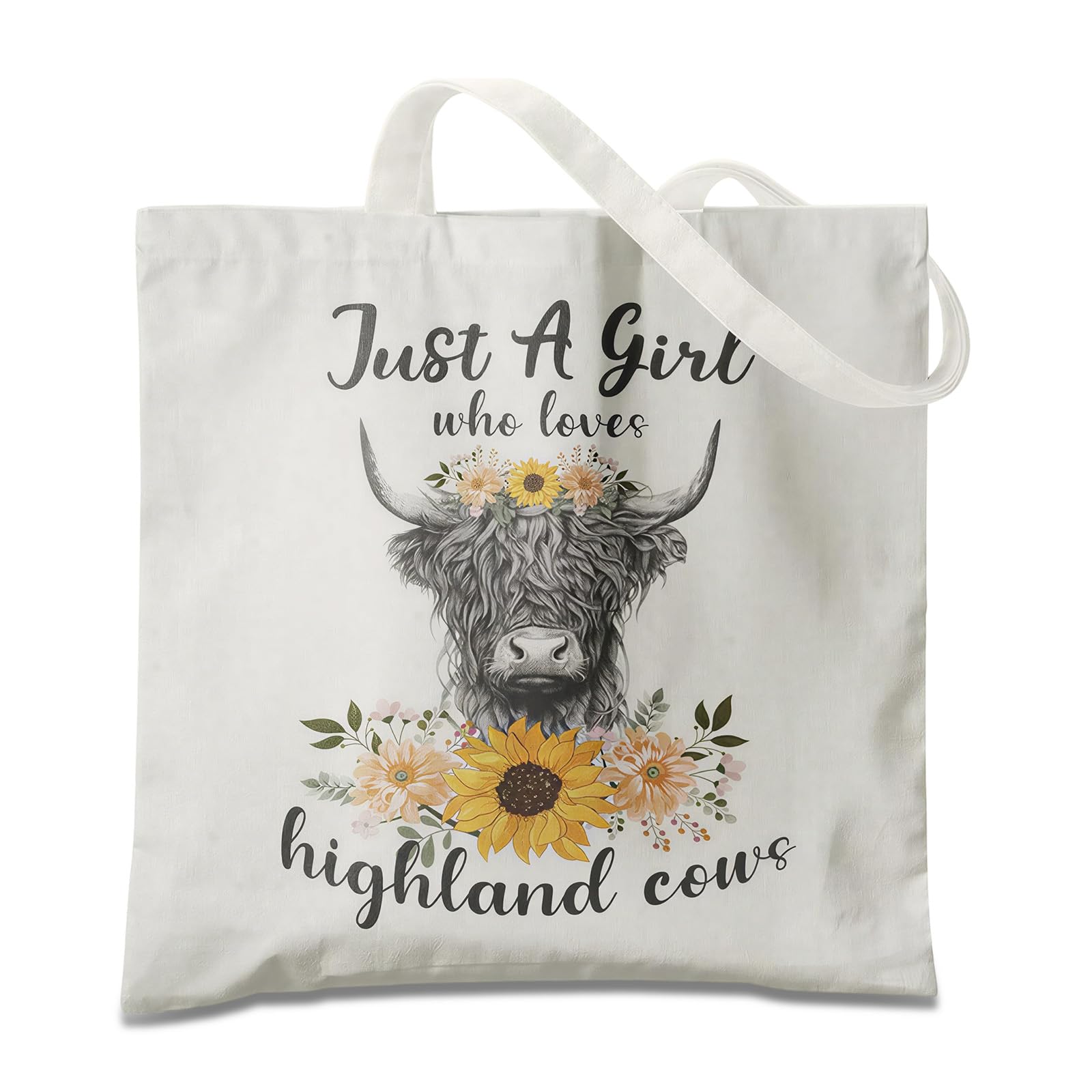 Highland Cow Tote Bag, Double-Sided Printed Canvas Bag, Unique Highland Cow Gifts For Lovers Ideal For Daily Shopping Work Travel School Gift