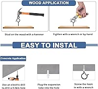 Vista 5 de ADIIL 30 ganchos Q con hebilla de seguridad, ganchos de tornillo resistentes al viento para colgar luces de cadena al aire libre, plantas, luces
