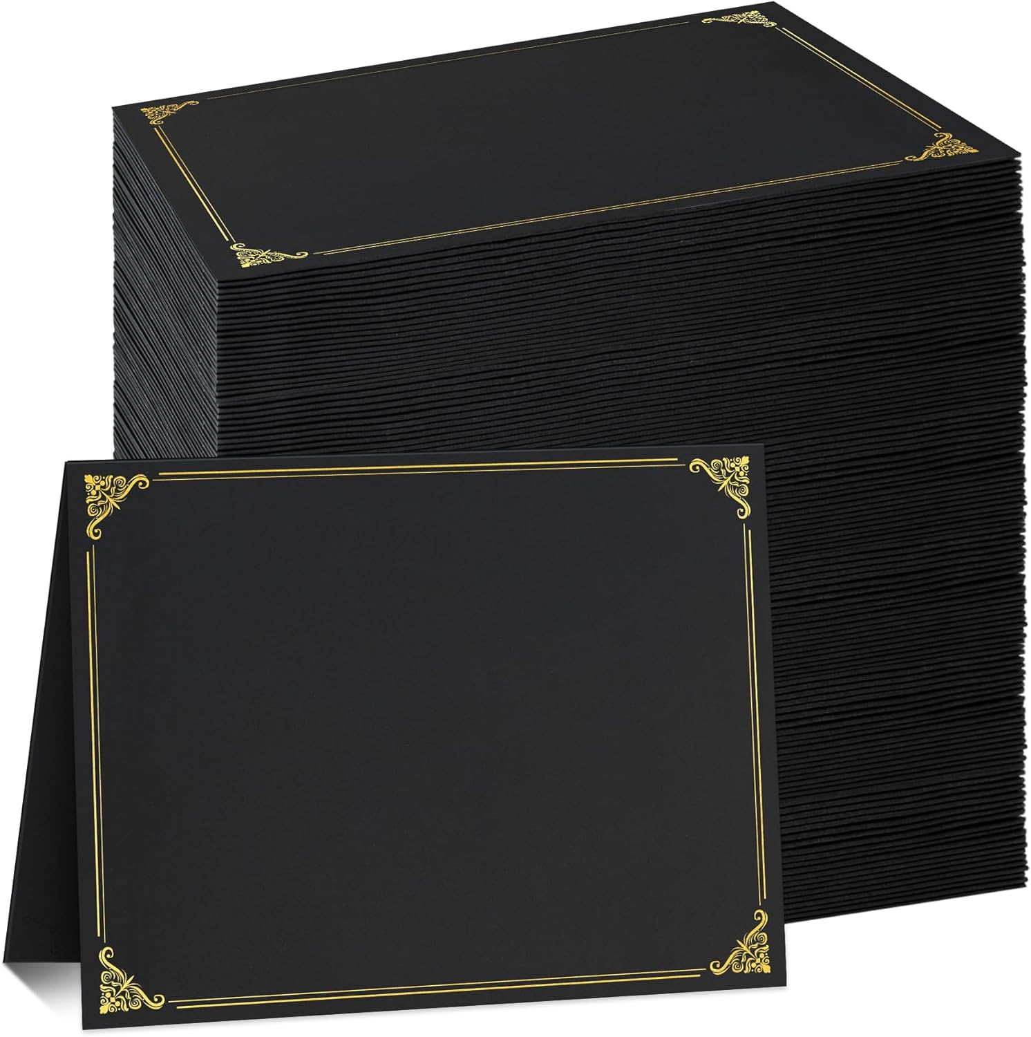Ndsox 120 Packs Black Certificate Holders, Graduation Diploma Holders, 350GSM, Diploma Covers with Gold Foil Border for Letter Size 8.5" x 11" Award Certificate Paper, Cardstocks and Documents