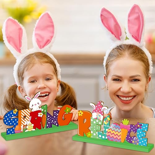 Miniatura 4 de Juego de 4 piezas de decoración de mesa de Pascua con diseño de conejitos de Pascua para fiestas en el hogar