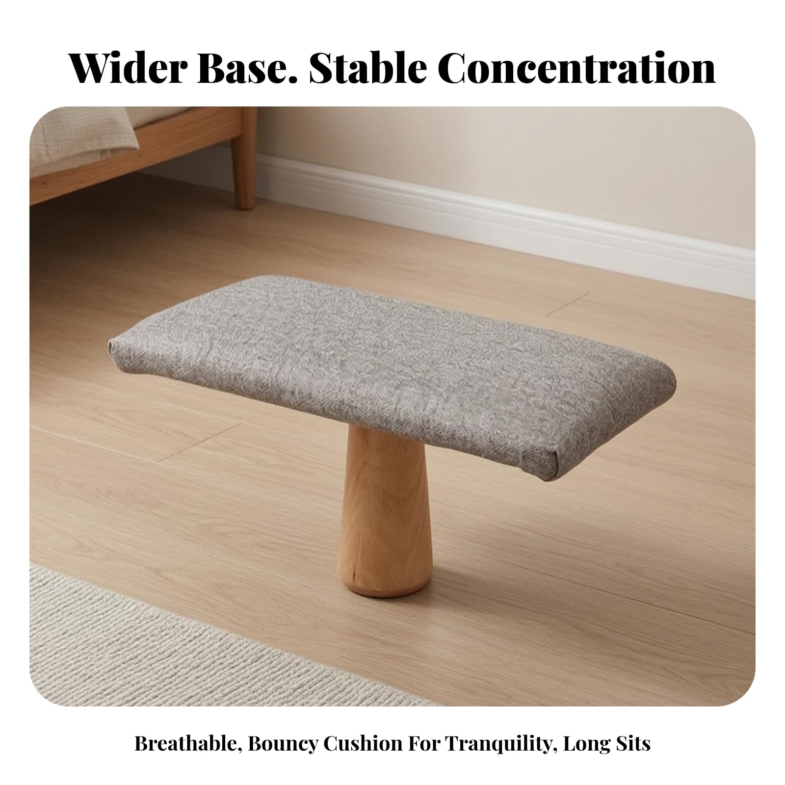 Gralara Banco Meditación con Cojín Resistente | Compacto, Banco para Arrodillarse, Ligero, Mueble, Casa, Gris, L