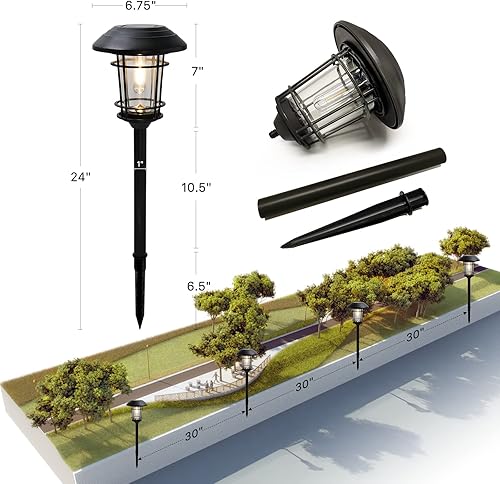Miniatura 8 de Grand patio Solar Outdoor Lights, 5 Pack, Glass Light Aluminum & Steel Frame, Waterproof, All-Weather Pathway Light, Automatic Dusk and Dawn Sensor