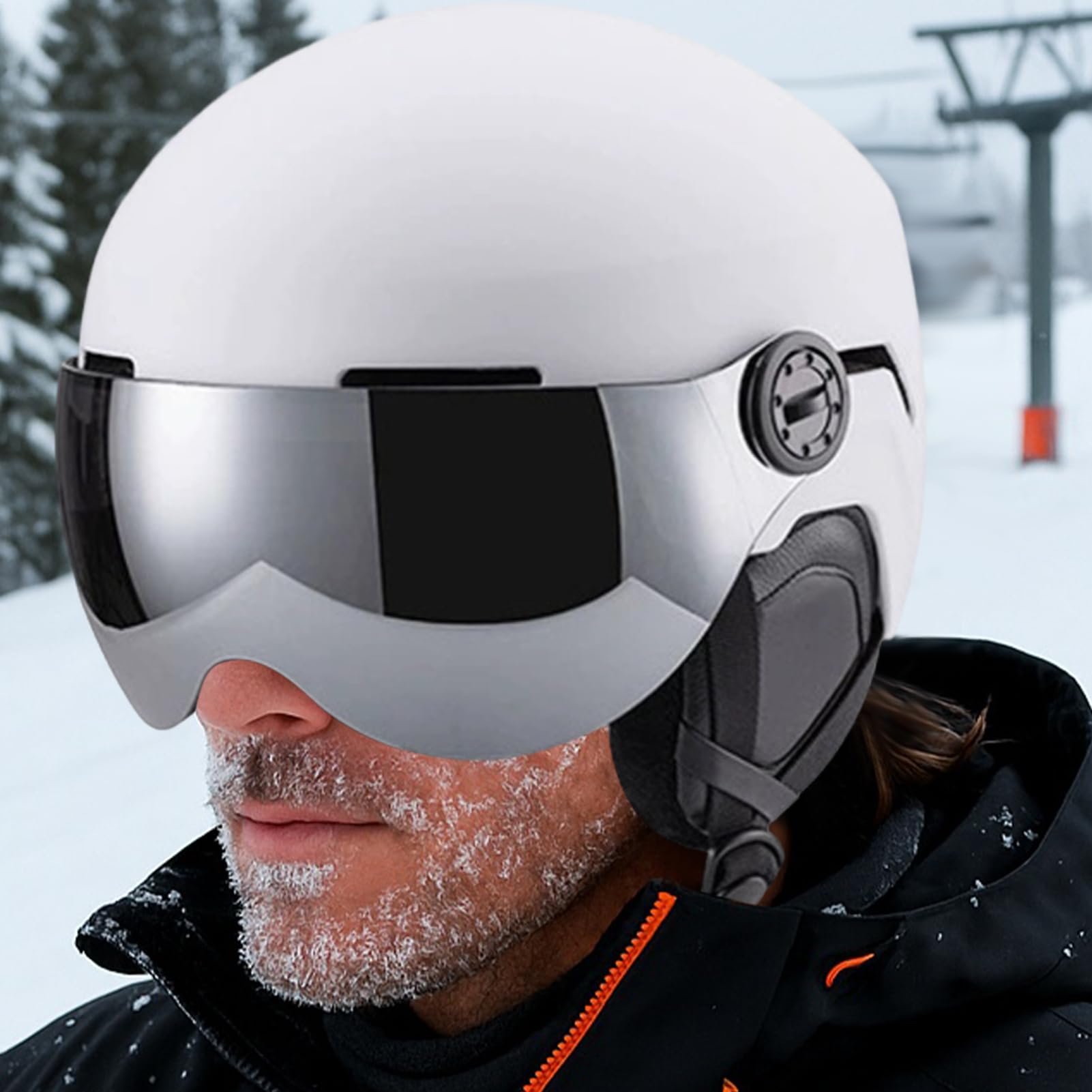 Kask narciarski - Odporny na wstrząsy ciepły kapelusz z gogli do ochrony głowy, na zewnątrz ochronny kask narciarski śnieg z wygodnym dopasowaniem, sprzęt bezpieczeństwa dla mężczyzn kobiet młodzieży