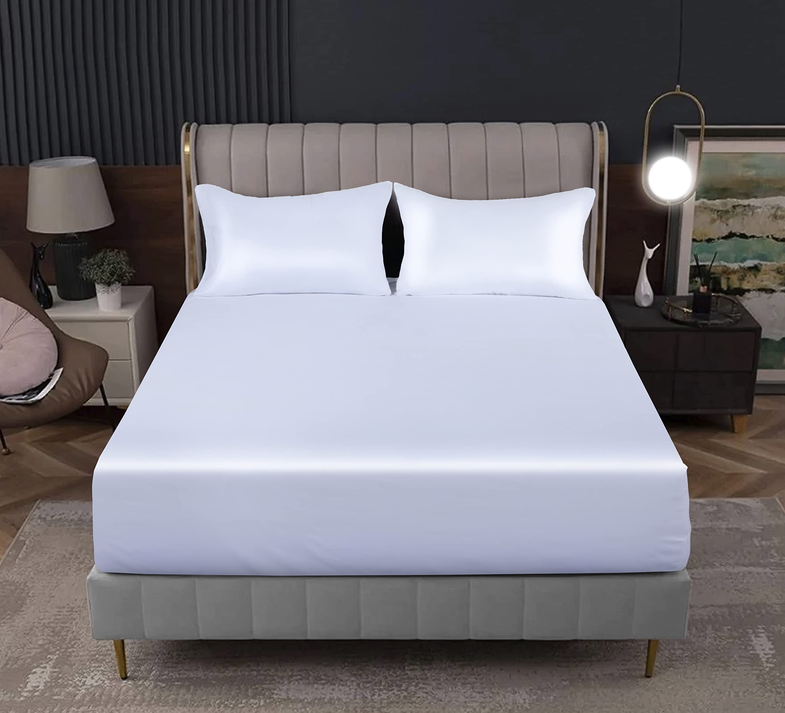 AATH Collection Fitted Sheet Extra Deep Pocket 16 inch (40cm) - Easy Care Soft Brushed Microfiber Fabric - Fade & Wrinkle Resistant (Double)