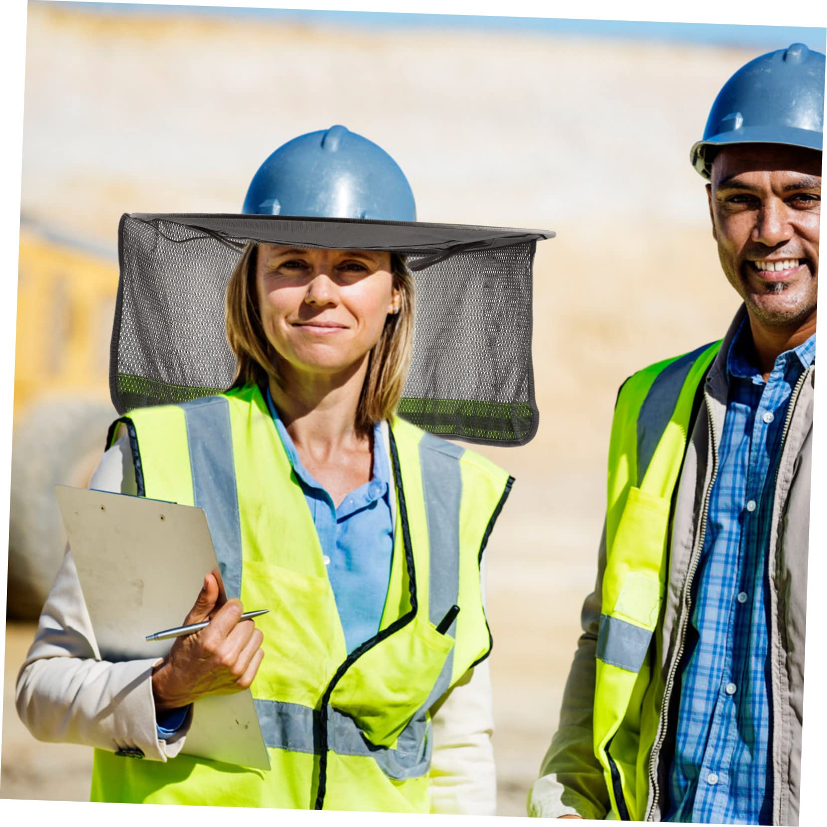Uonlytech 10piezas Sombrero De Seguridad Protección Solar para Cuello Visera para Casco Transpirable Tiras Reflectantes Accesorio para Trabajos Al Aire y Construcción