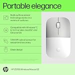 HP Z3700 G2 Wireless Mouse - White, Sleek Portable Design fits Comfortably Anywhere, 2.4GHz Wireless Receiver, Blue Optical Sensor, for Wins PC, Laptop, Notebook, Mac, Chromebook (681S1AA#ABL)