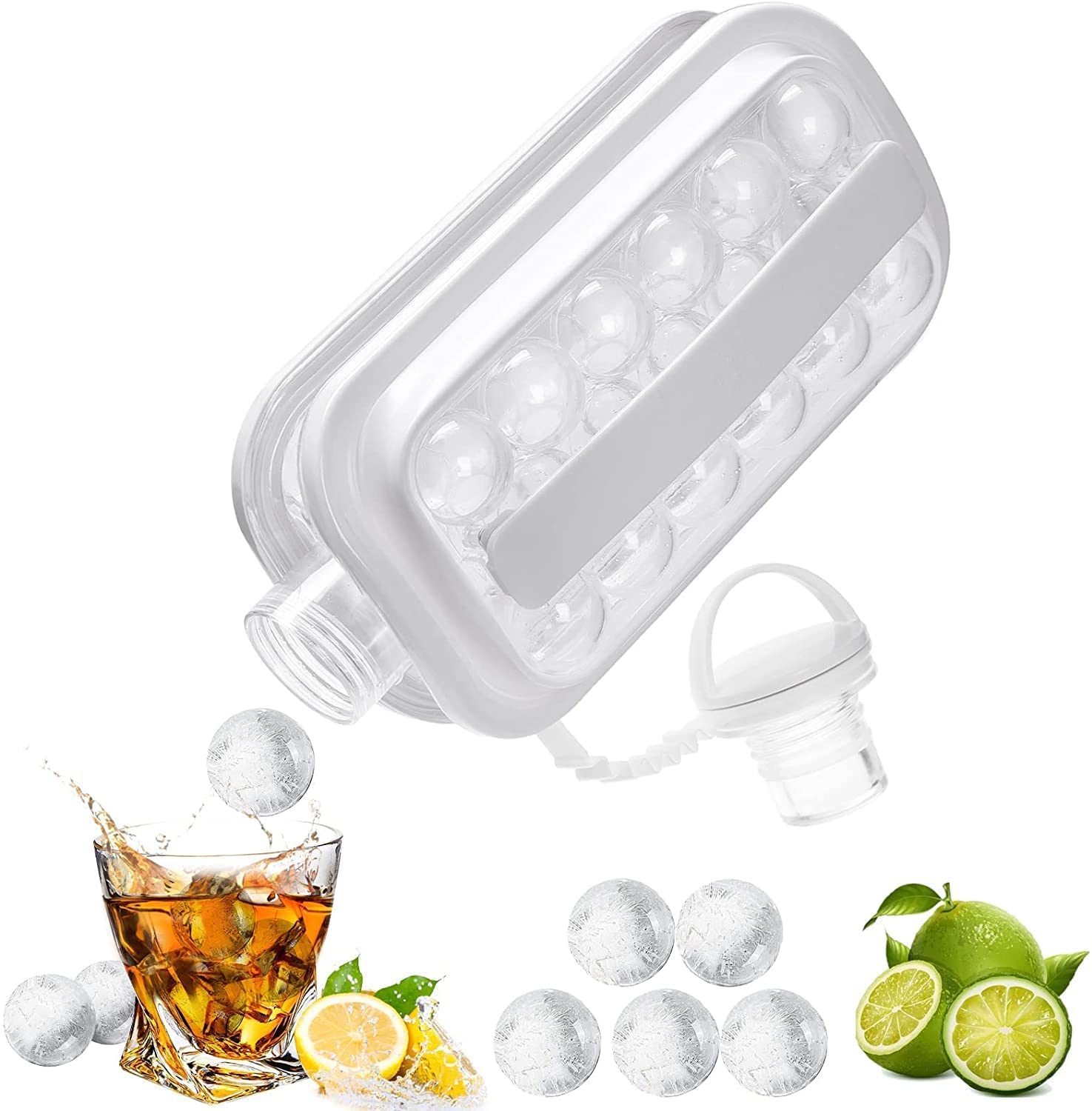 Moonmen Portable Ice Ball Maker 2 in 1 Ice Cube Trays with 17 Grids Cooling Ice Pop/Cube Molds For Cocktail, Coffee, Whiskey, Hockey Champagne, Beer, Juice