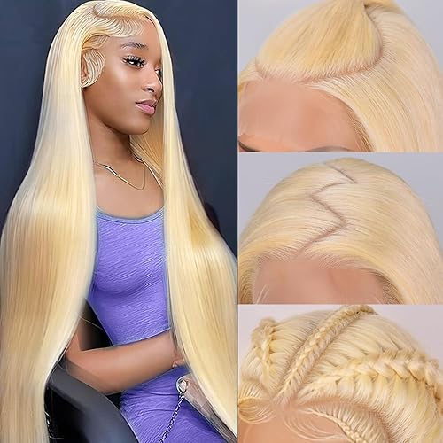 613 13x6 Lace Front Wig Human Hair HD Lace Blonde Lace Front Wigs Human Hair 200% Density Blonde Wig Human Hair(30inch Straight 613 HD Lace Frontal Wig 13x6)