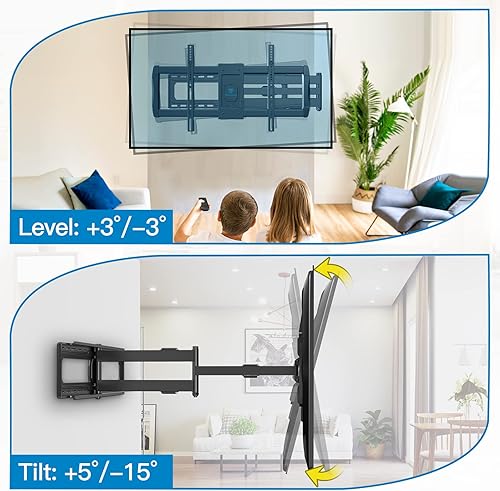 Miniatura 6 de PERLESMITH Soporte de pared para TV de brazo largo para televisores de 42 a 90 pulgadas, soporte de TV de movimiento completo con brazo articulado