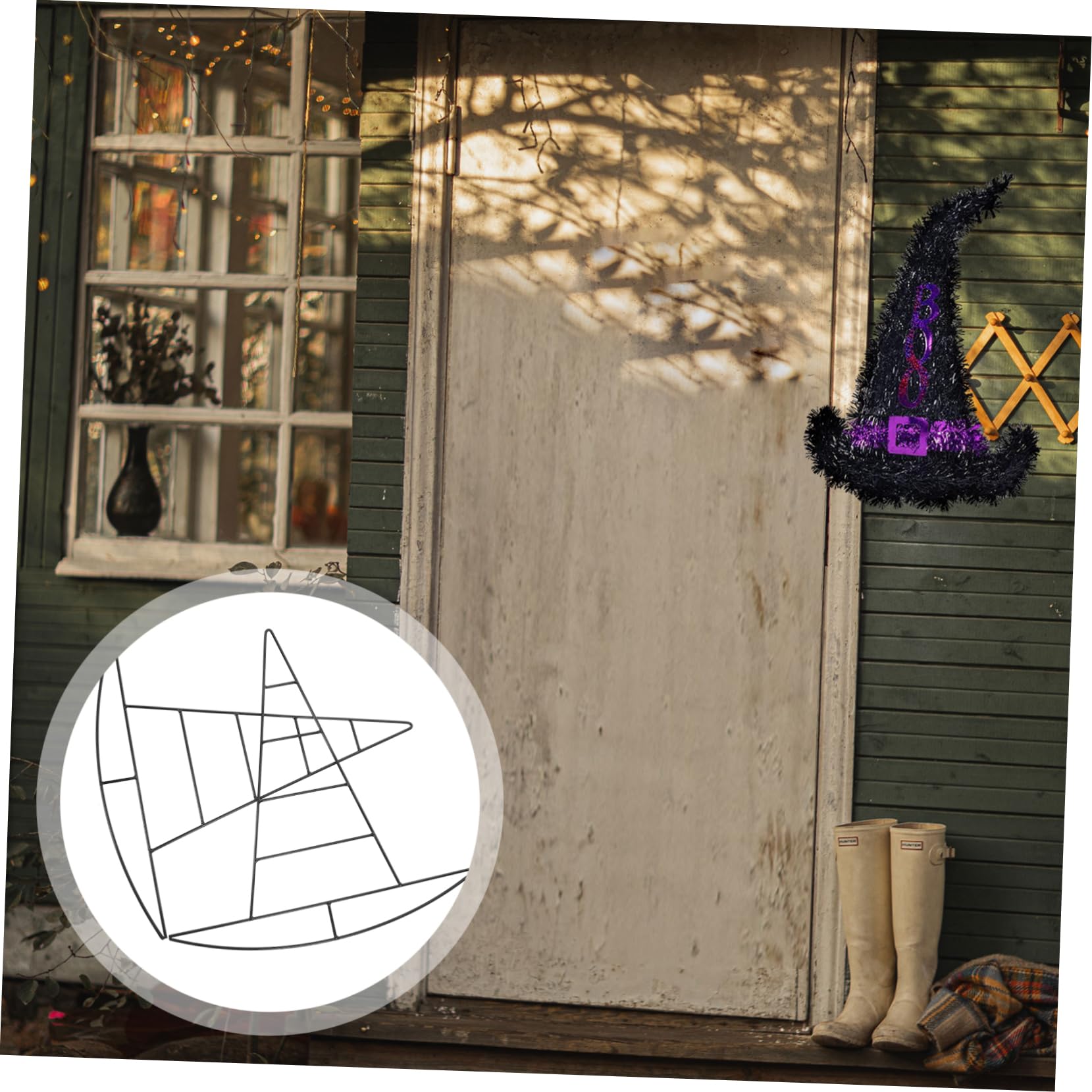 VICASKY 2pcs Witch Hat Wreath Frame for Crafts Wreath Rack for Halloween Holiday Decor Unique Design Easy to Install Reusable Easy to Clean