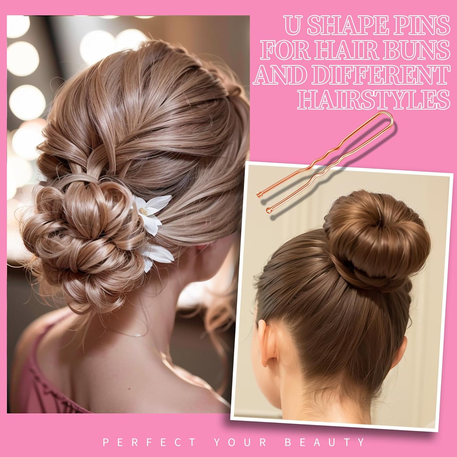  300pcs Bobby Pins Rose Gold Hair, Hair Pins for Women Girls Dance thumbnail