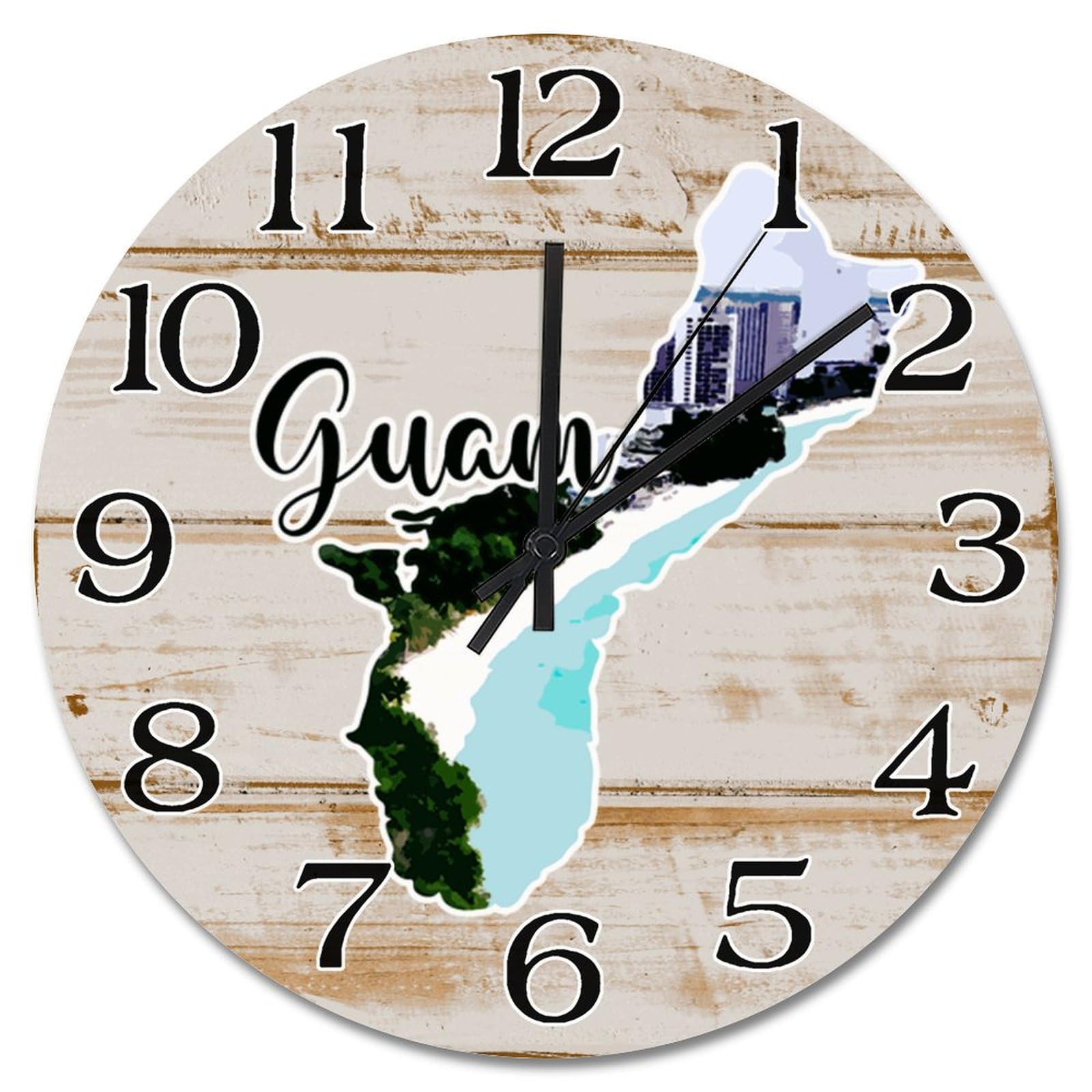 Décoration murale cadeau horloge paysage de Guam autonome 38cm