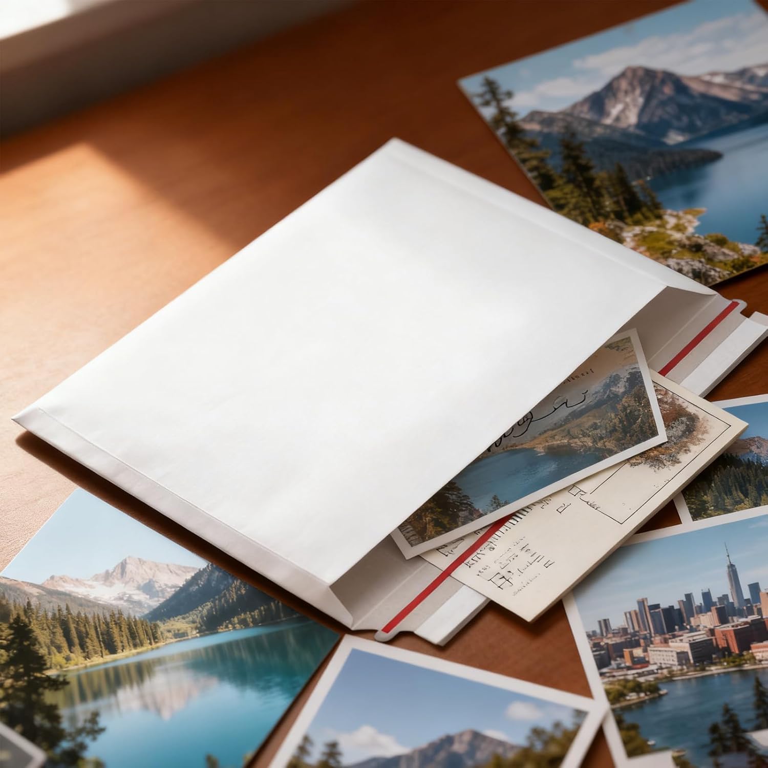 100 Pack A4 Stay Flat Rigid Mailers, 9 x 12 Inch Self Seal White Cardboard Envelopes for Shipping Photos, Documents, Collectibles, 300gsm - Image 4