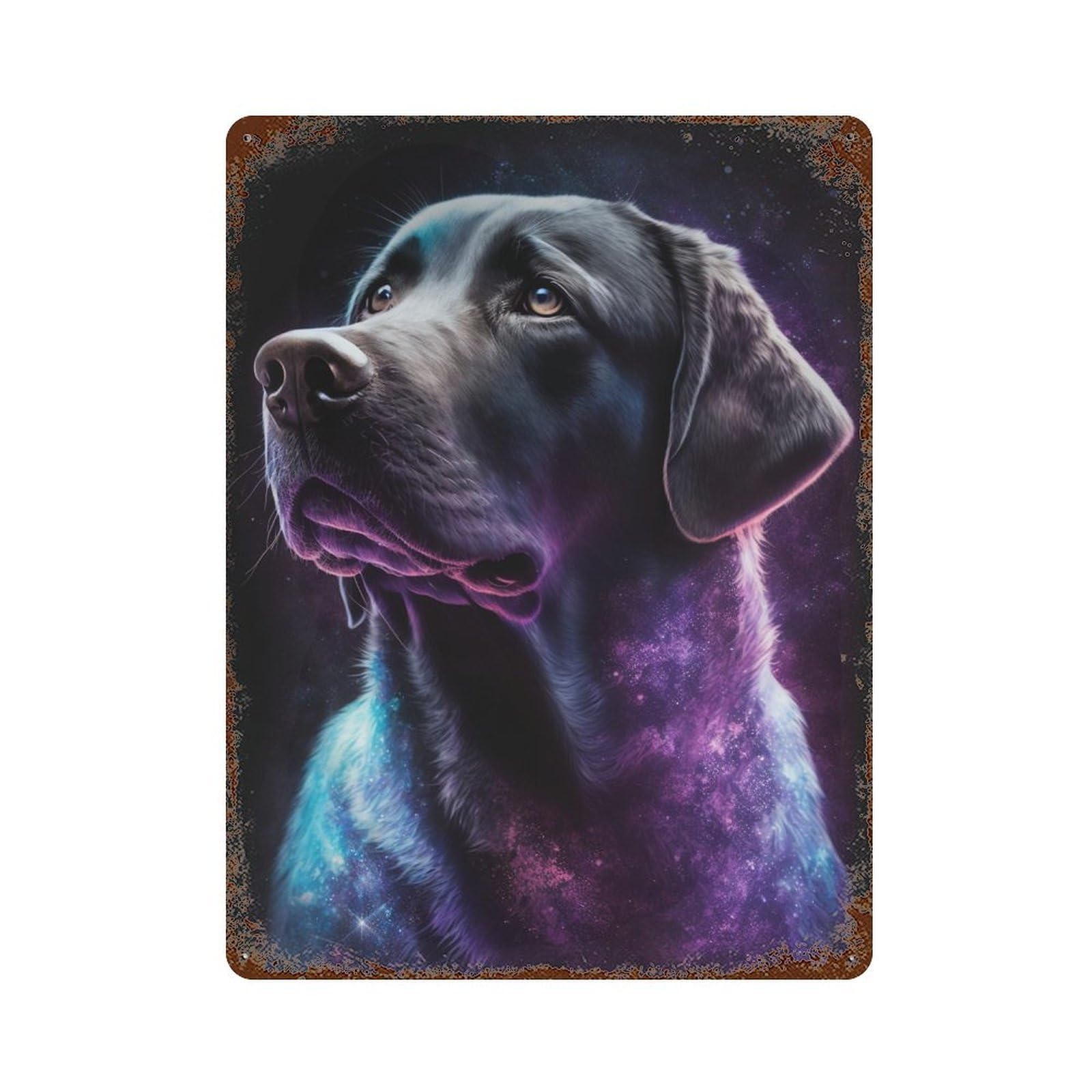Vintage Metal Tin Sign Cosmic Labrador Art Print 15.7"x11.8", Classic Wall Plaque for Farmhouse, Kitchen And Entryway Decor