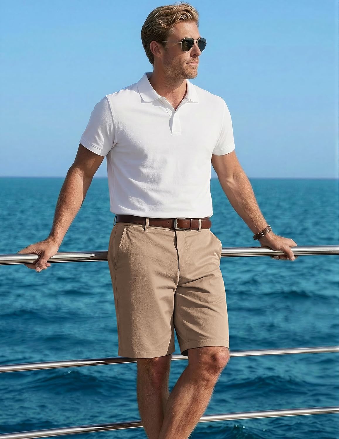 COOFANDY Mens Shorts Casual 9" Lightweight Cotton Comfort Stretch Dress Shots Summer Beach with Pockets