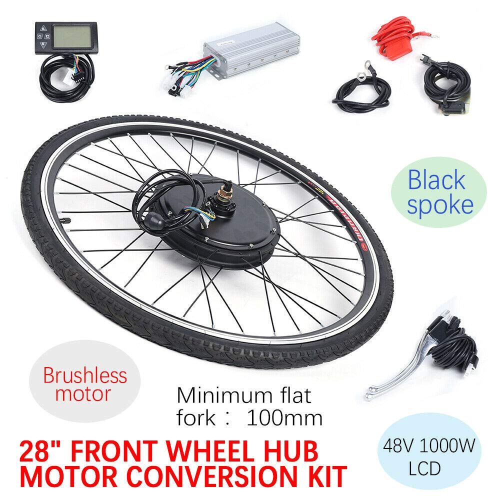 Elektromotor Umbausatz 28 Zoll Vorderrad Kit, 48V 1000W eBike Motorrad mit LCD, PAS, Twist Throttle, Bremse