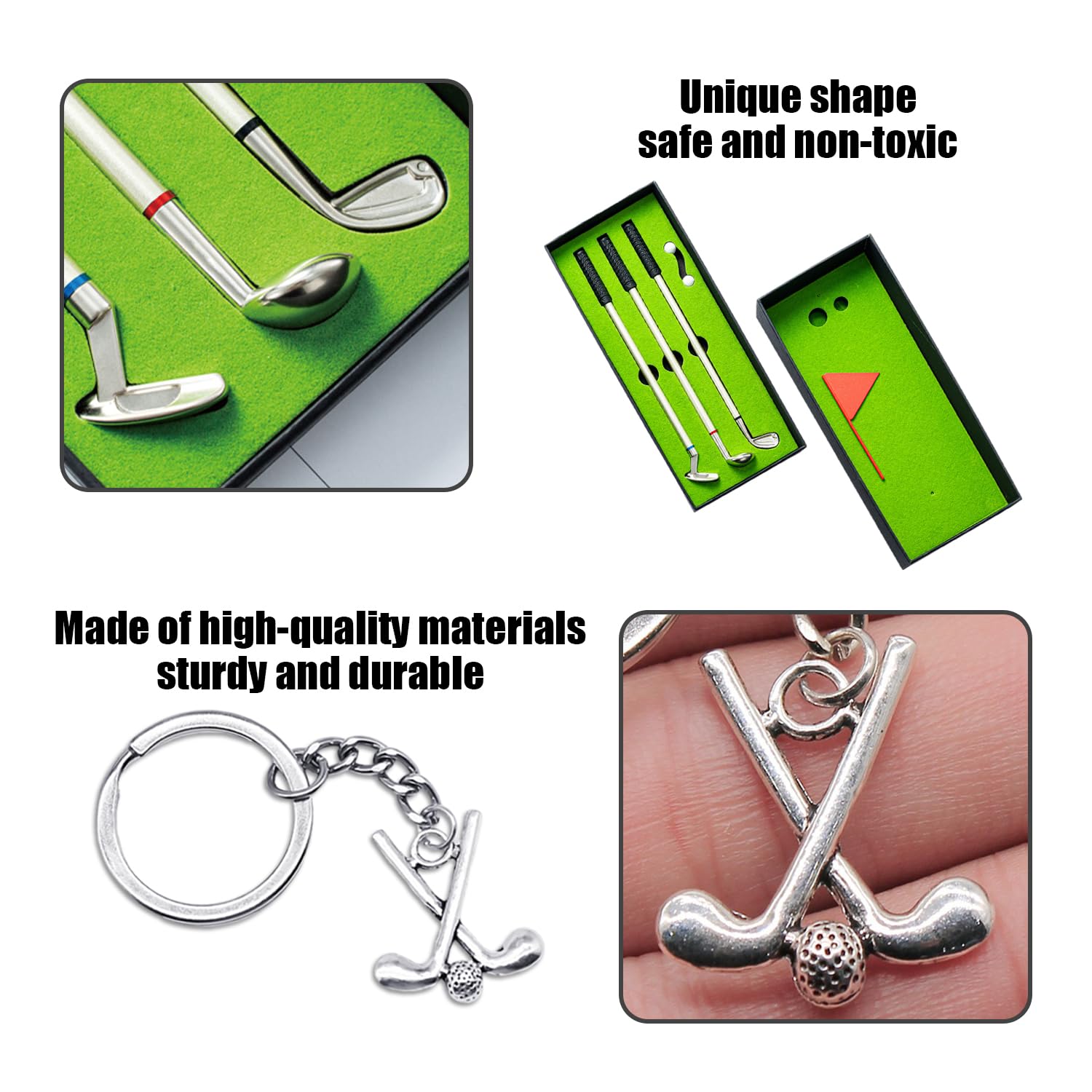 Set regalo da golf mini con palline, gagliardetto e portachiavi decorativo