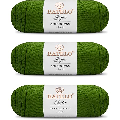 Soft Green Yarn 1008 Yards - 3 Pack Acrylic Yarn of 200g/7.5oz - 4 Medium (Worsted) - Crocheting, Knitting, Amigurumi, Craft