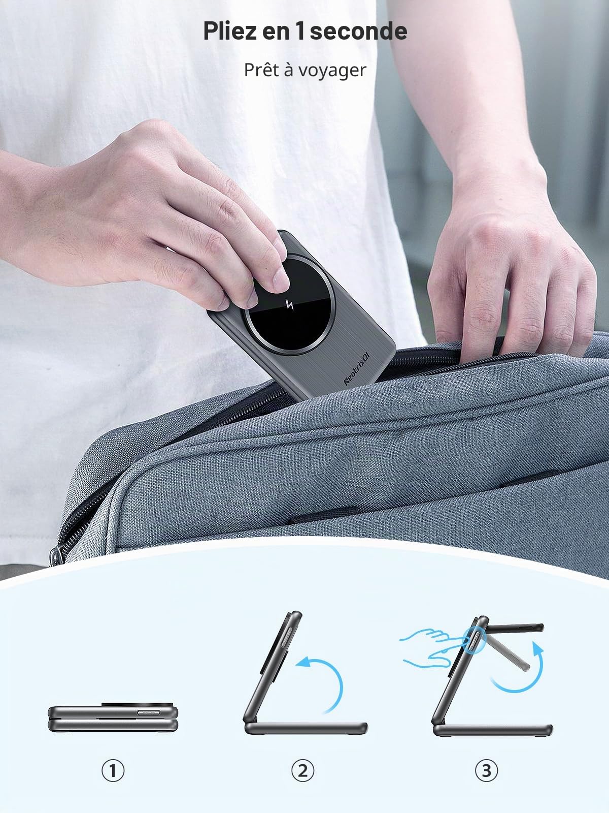 Station de Charge Magnétique pour Samsung, Chargeur Induction Mag-Safe pour Galaxy S25Ultra S24, Chargeur de Montre Samsung à éjection en Un clic pour Galaxy Watch Ultra 8 7 6 Buds Pro (Argent)