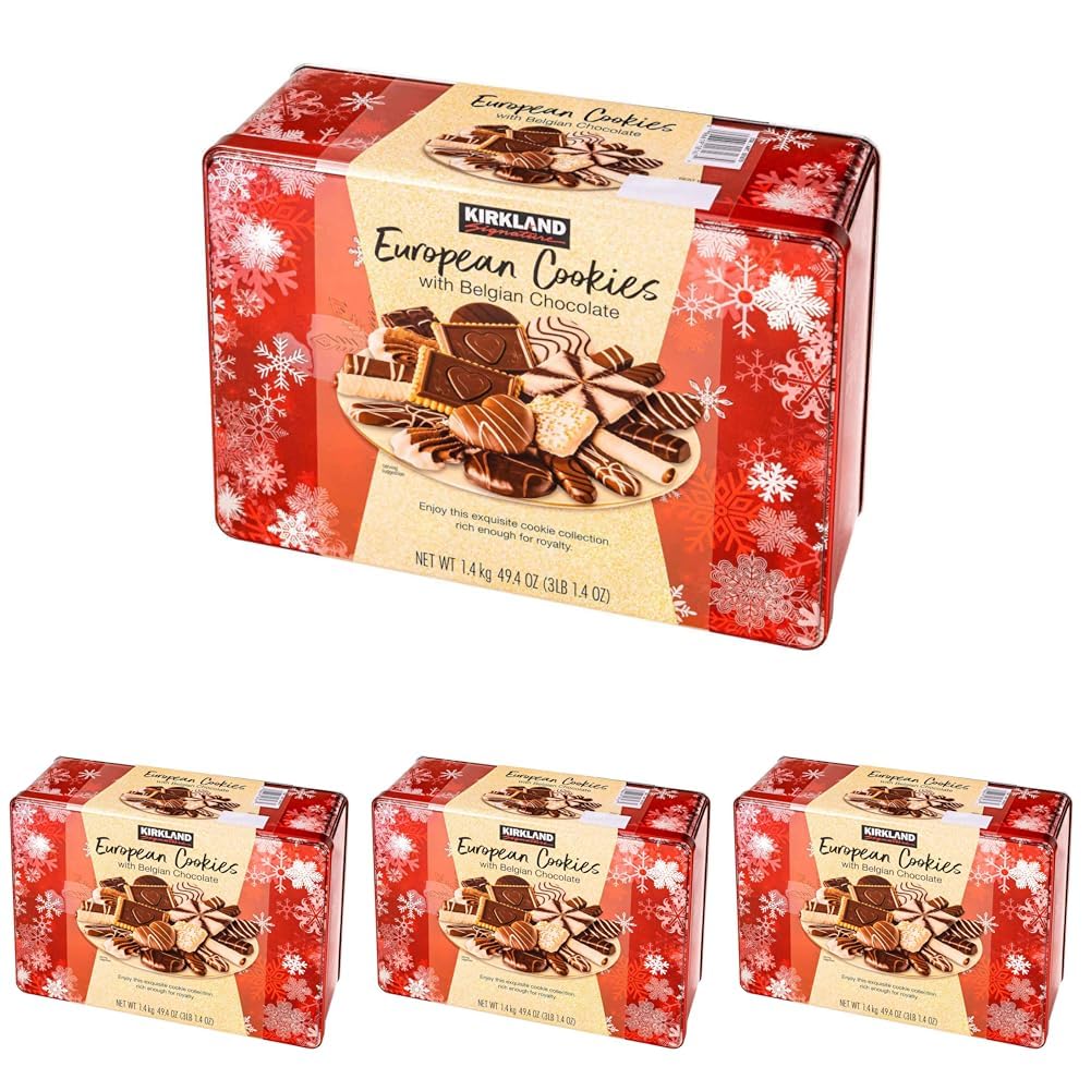 European Cookies LIMITED EDITITON Kirkland Signature with Belgian Chocolate, 49.4 Ounce (Pack of 4)