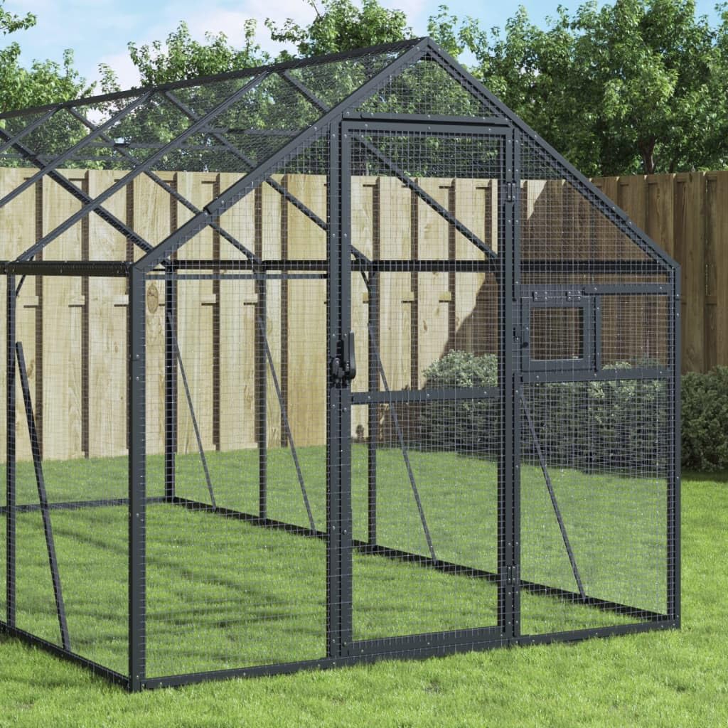 Voliere Anthrazit 1,79x4x1,85 m Aluminium,Tier- & Haustierbedarf,Haustierbedarf,Vogelbedarf,Vogelkäfige & -ständer,Anthrazit,39.66 kg-3155803