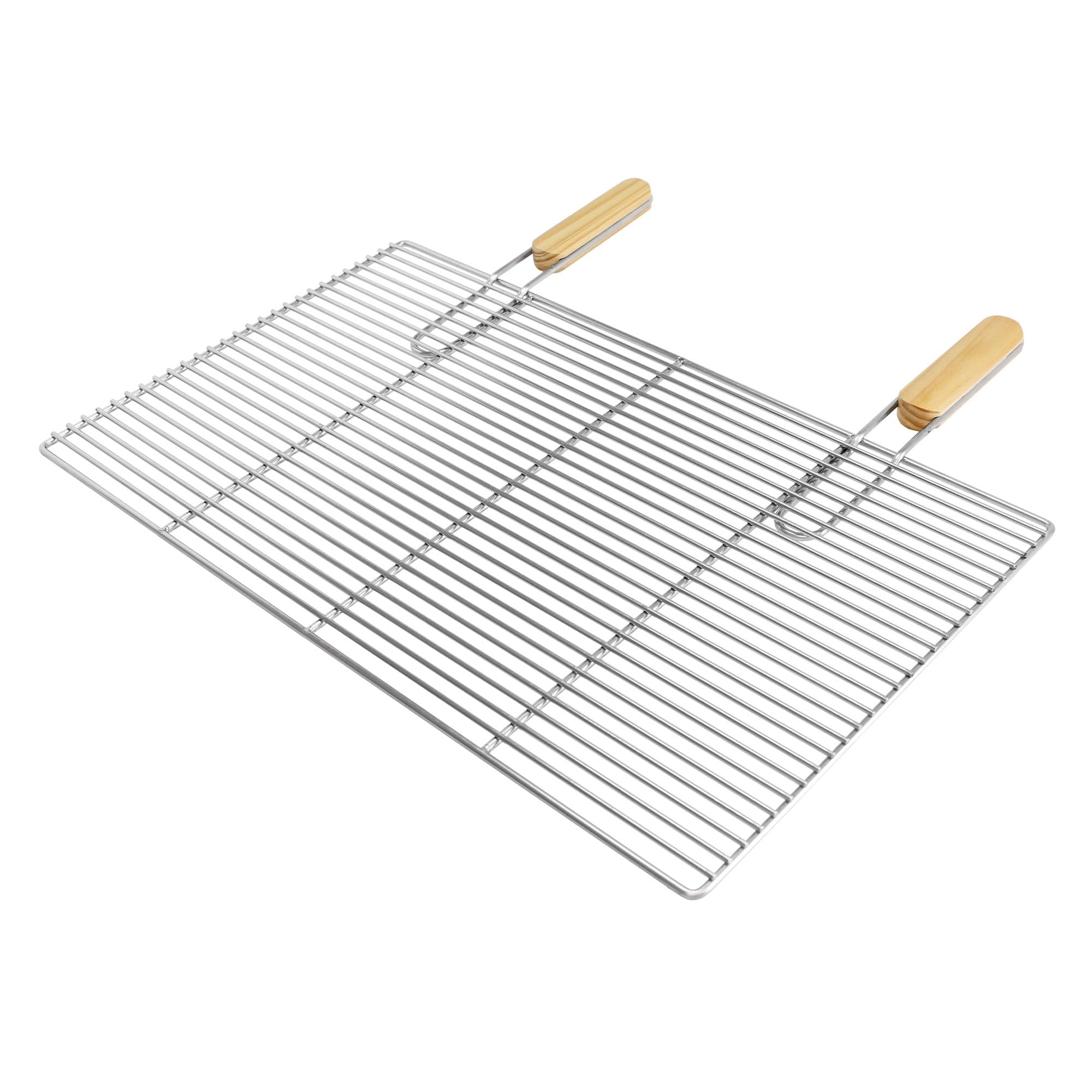 ECD Germany Griglia per Barbecue Acciaio Inossidabile 67 x 40 cm con Manici in Legno