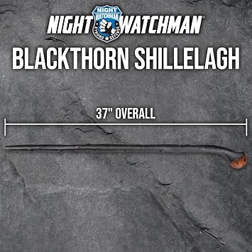 Night Watchman Blackthorn Shillelagh Cane | 37 Irish Heritage Walking Stick for Men | Durable Polypropylene Cane with Realistic Faux Wood Knob