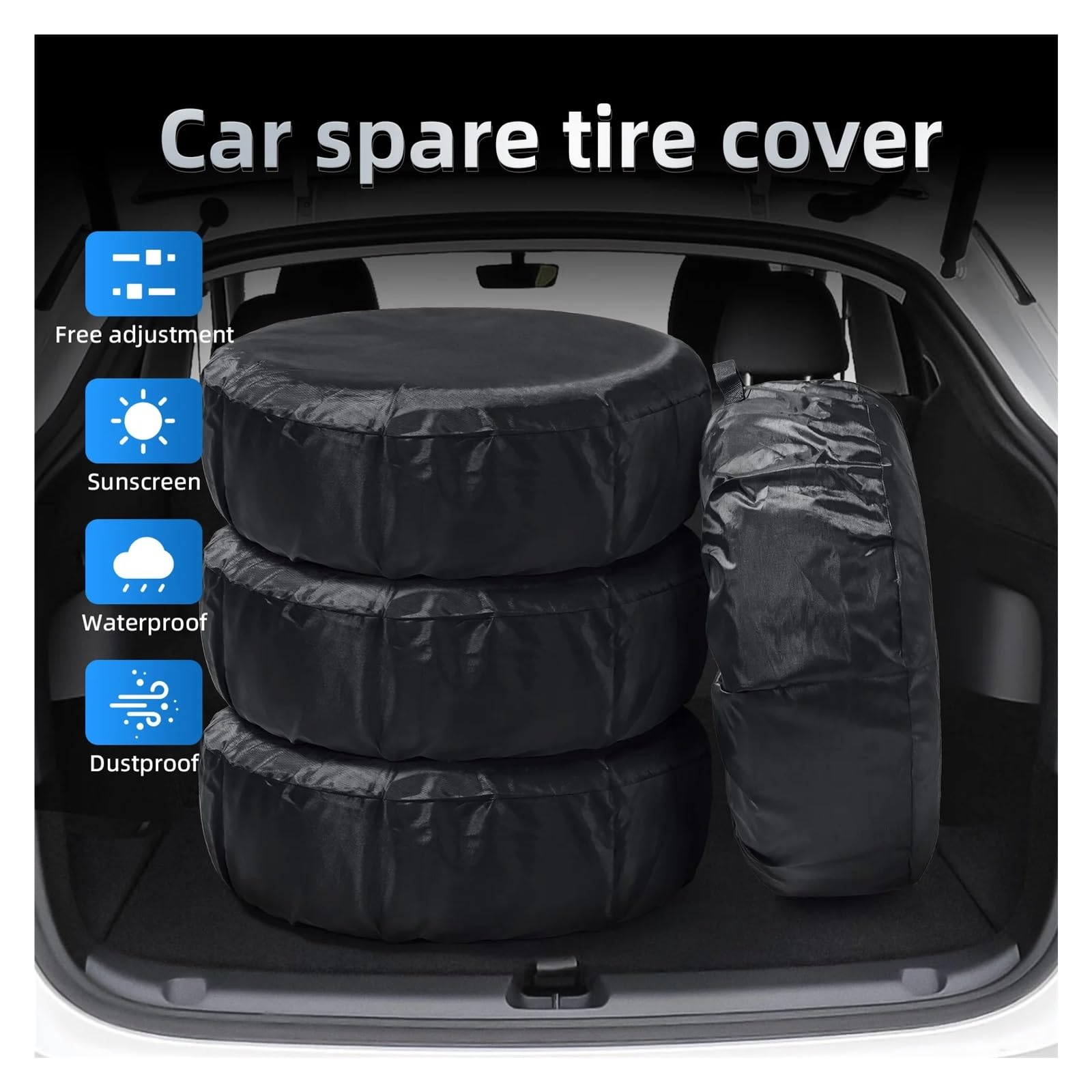 Auto-Ersatzreifenabdeckungen, 4 Stück, Ersatzreifenabdeckung, Radtasche, Ersatzrad, Reifen, Wetterschutz, Aufbewahrungsabdeckungen, Rad, Fahrzeugreifen, wasserdicht, (L)