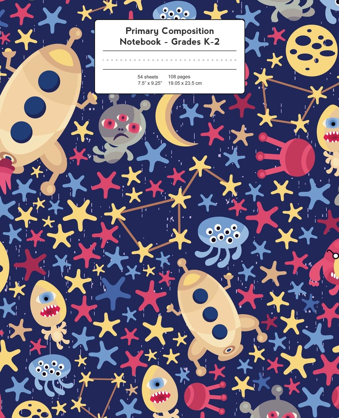 Primary Composition Notebook: Spaceships and Space Aliens | Grades K-2 Kindergarten Writing Journal, Kids Writing Journal (Draw & Write Exercise Books)