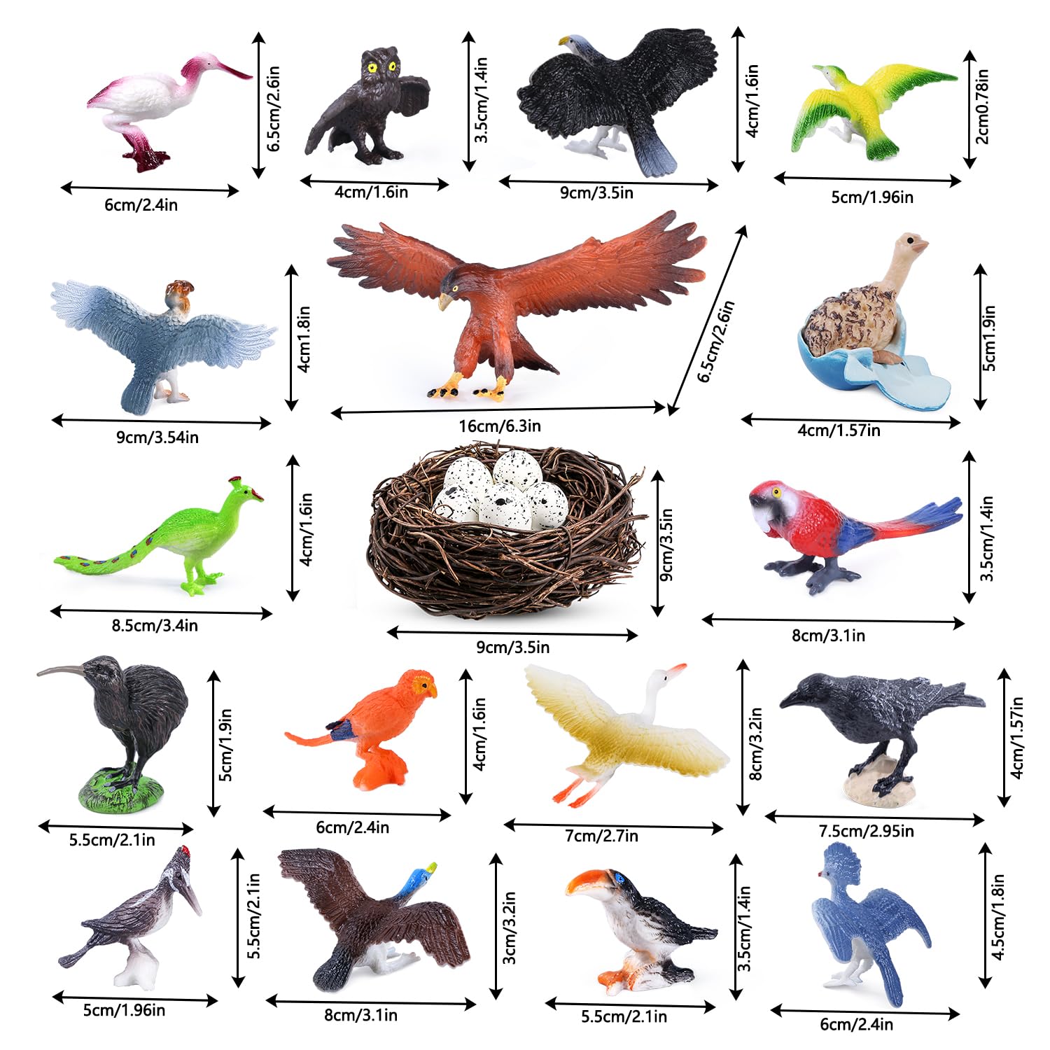 SIENON 23Pcs Birds Toys Playset, Assorted Wildlife Bird Figures
