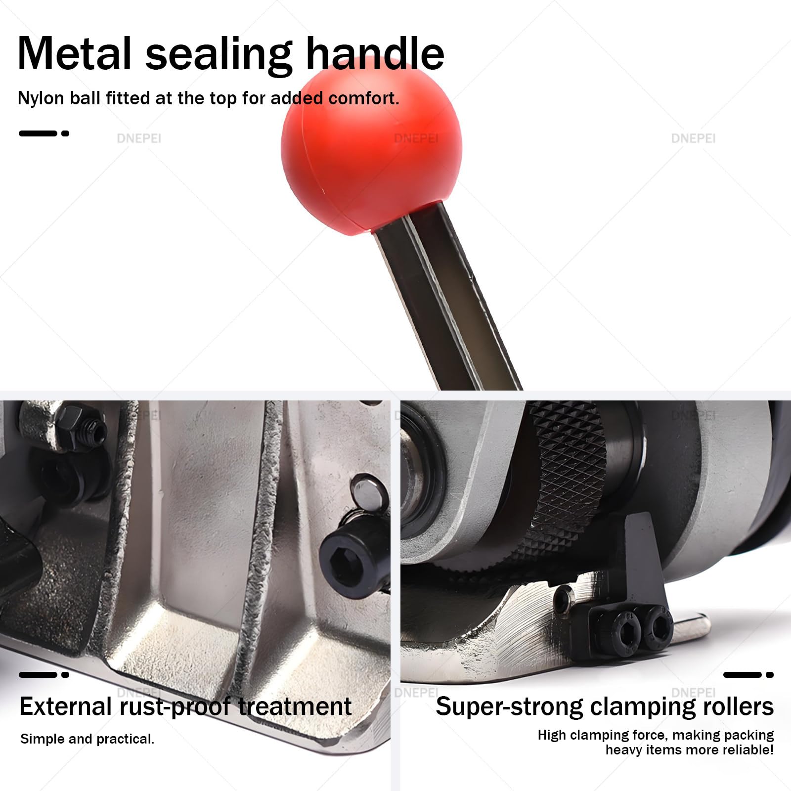 Manuelle Stahlbandmaschine für 1/2", 5/8", 3/4" Stahlbänder ohne Siegelnaht, Robustes Umreifungsgerät für Verpackung, Versand und Lagerhaltung