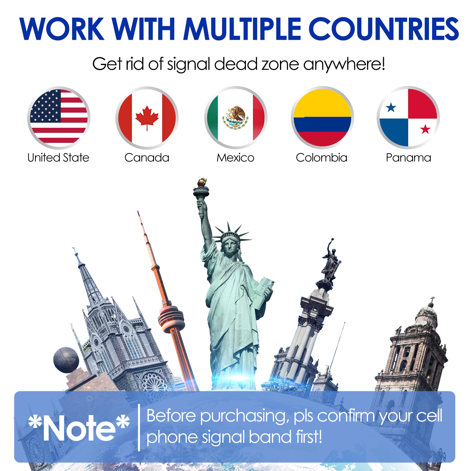 Cell Phone Booster for Home, Band 2/4/5/7 850/1700/1900/2600MHz Cell Phone Signal Booster, Boosts 2G 3G 4G LTE Signal, Cell Booster Up to 5,000 sq.ft