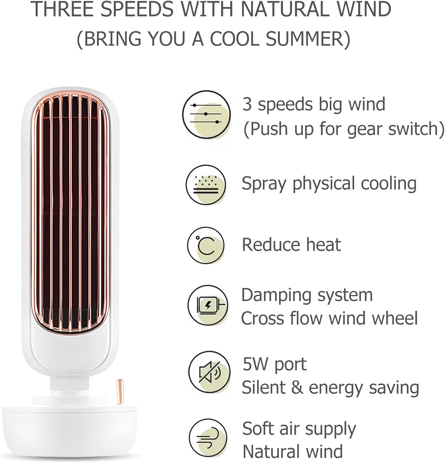 Buy TAYNING Portable Tower Fan USB, Desk Cooling Fan Misting