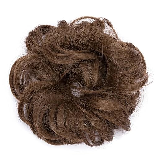Pelo sintético elástico Scrunchie rizado chignons cuerda de pelo natural falso moño rizado clip en el pelo colas de caballo extensiones granate