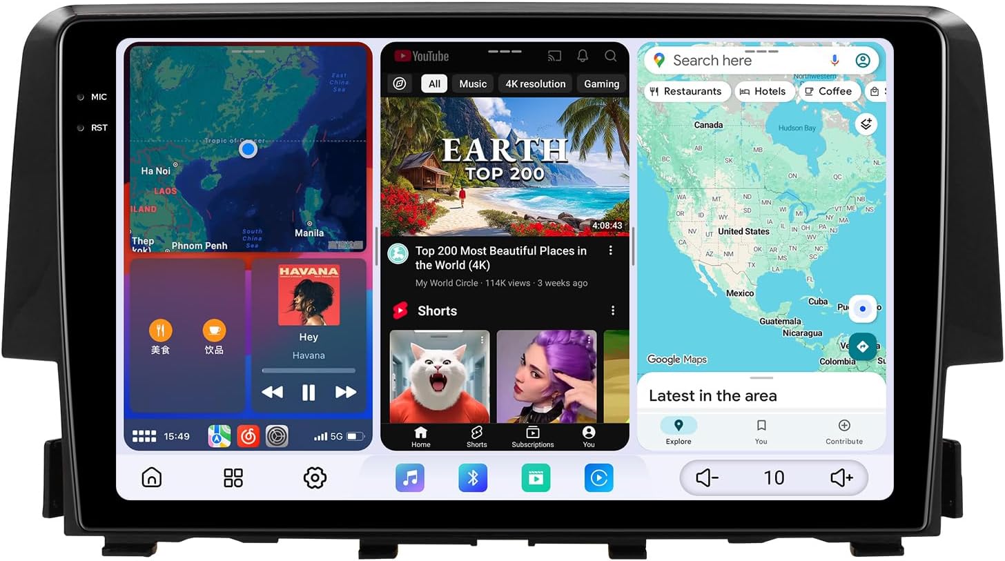 JOYING Radio for Honda Civic 2016-2021, 2K QLED Touch Screen 9.5 Inch Android 13 Car Stereo 12GB+256GB with Wireless Carplay & Android Auto, Mirror Link, AM/FM, GPS, Bluetooth, 5G WiFi(JY-HT145N12)