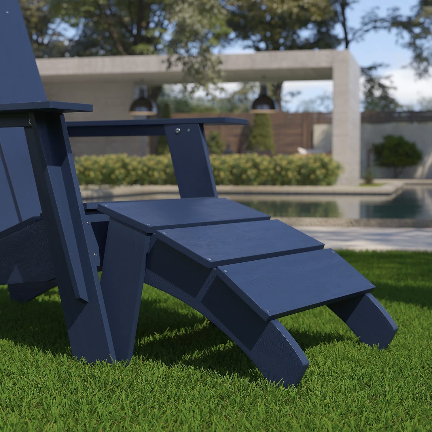 Flash Furniture Sawyer - Otomana Adirondack de Grado Comercial para Interiores y Exteriores, Color Azul Marino