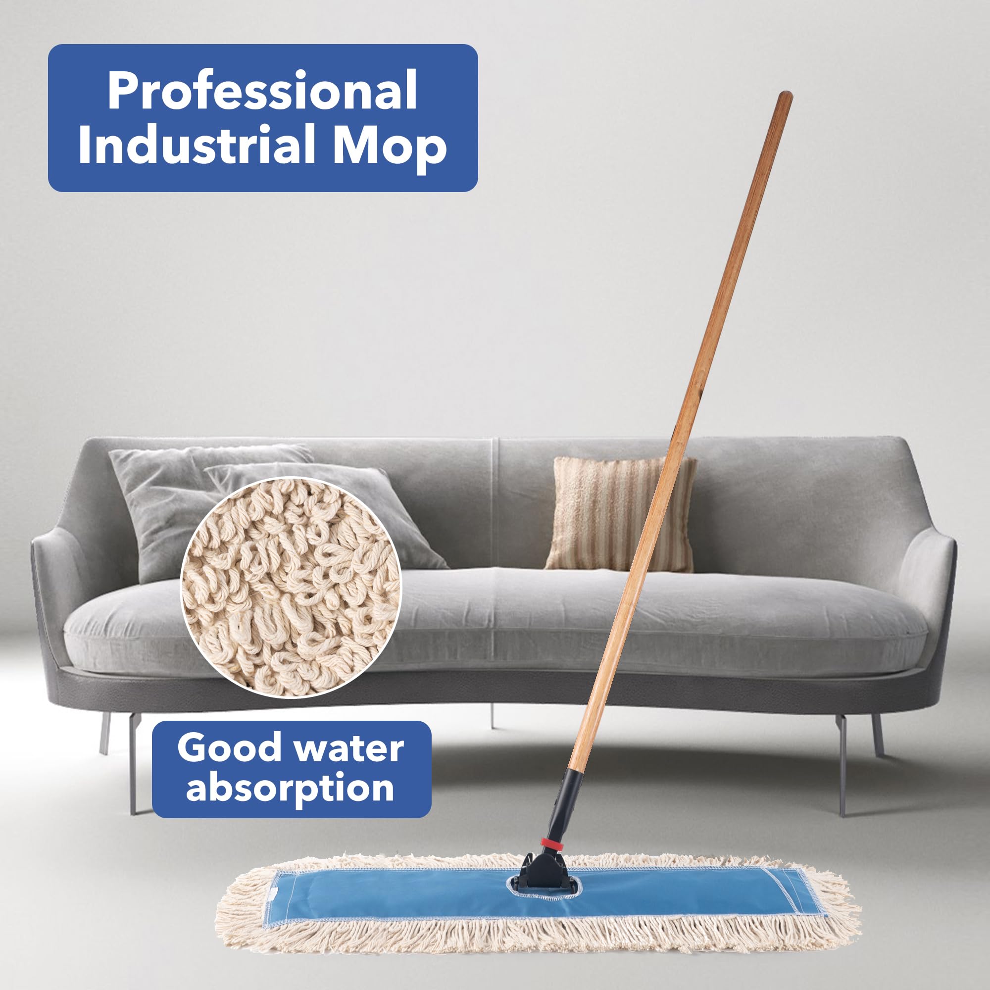 Matthew Cleaning - Recambio de fregona de algodón de resistencia industrial de 91 cm, lavables, para uso residencial y comercial, para marcos de mopa de polvo estándar, madera dura, suelos de