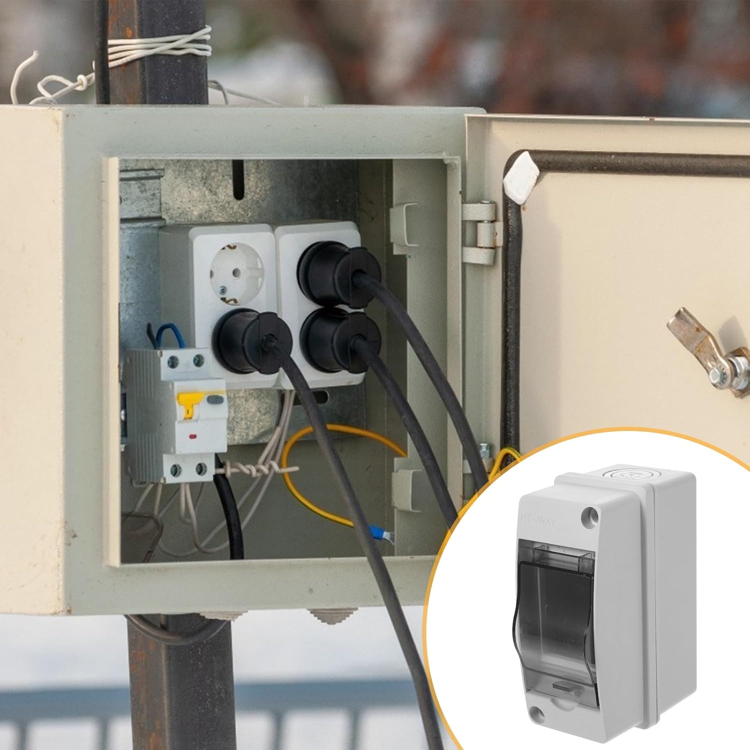 Angoily 2 Way Breaker Box, Distribution Box, 2 DIN Rail Distribution Junction Box, Weatherproof Distribution Box