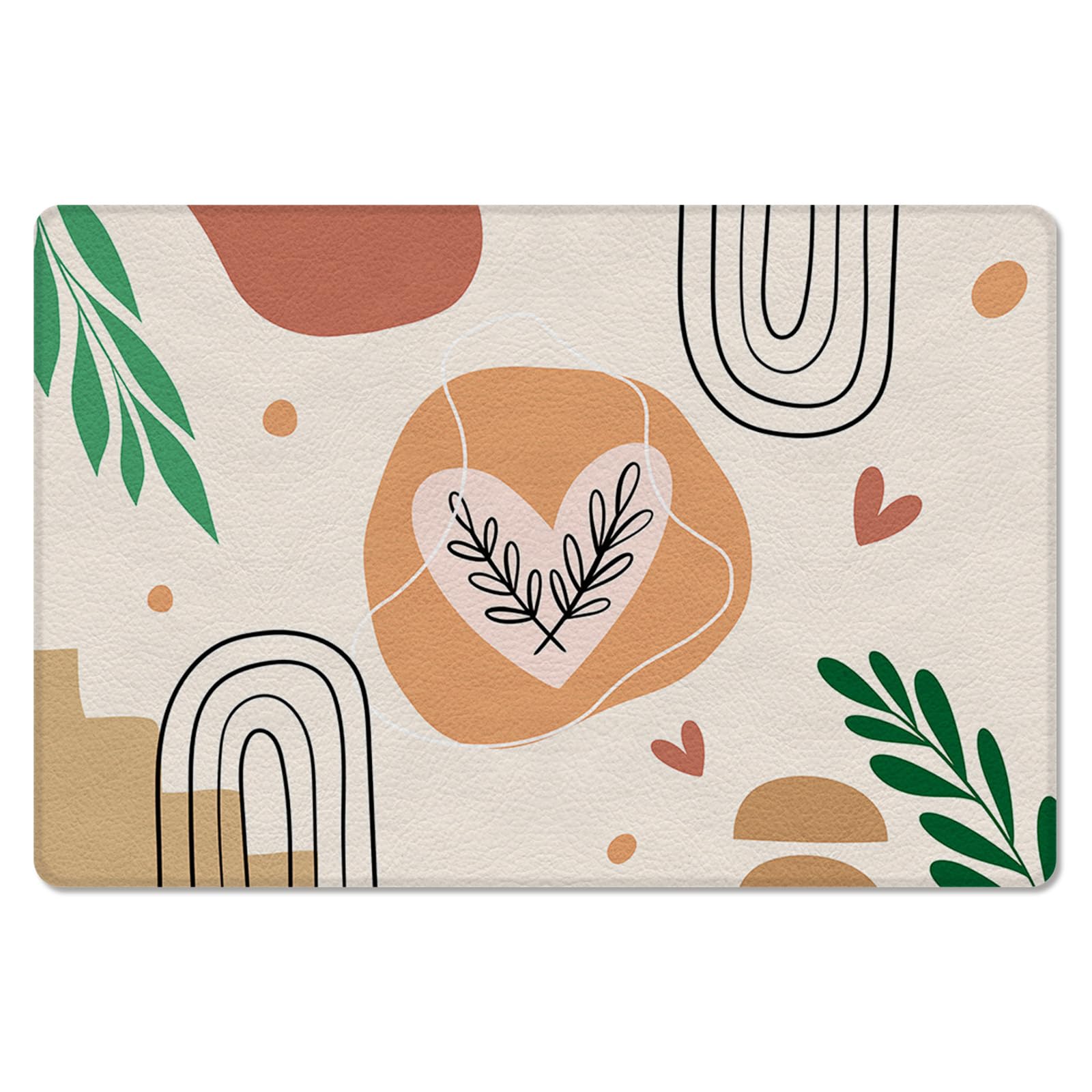 Valentine's Boho Kitchen Bath Door Mat Cushioned Runner Rug,Washable Welcome Floor Sink Antifatigue Mat,Waterproof & Non-Slip Comfort Standing Doormat,Modern Abstract Tropical Leaves Love 20