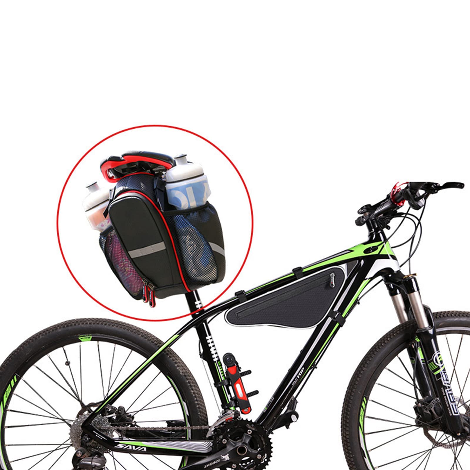 Fahrrad-Frontrahmentasche mit Großer Kapazität Abnehmbarer Isolierter Fahrradlenker mit 2 Wasserflaschentaschen (Flasche Nicht Im Lieferumfang Enthalten),Gray