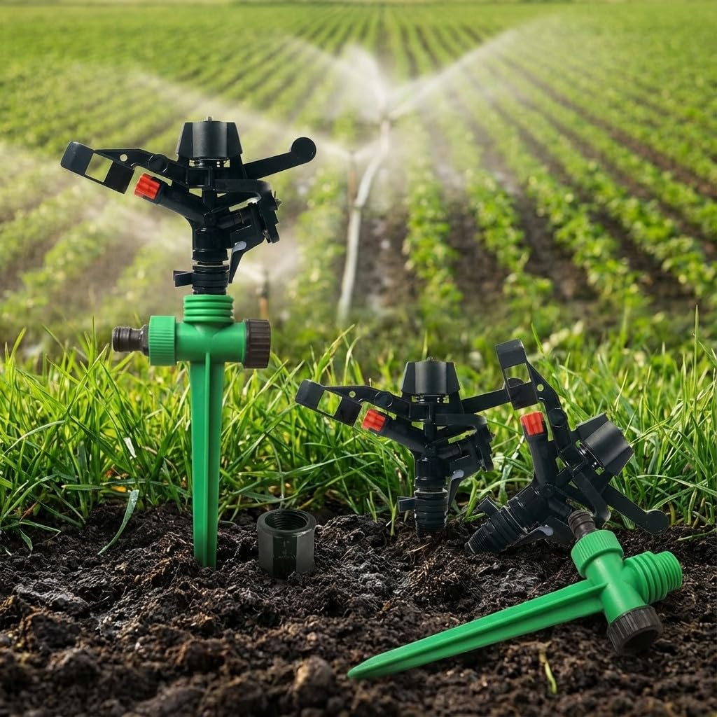 10 x IRRIGATORE AGRICOLO ad angolo regolabile. Raggiungi 13-18 MTS. Filetto maschio 3/4". Portata da 1040 a 2100 litri/ora.
