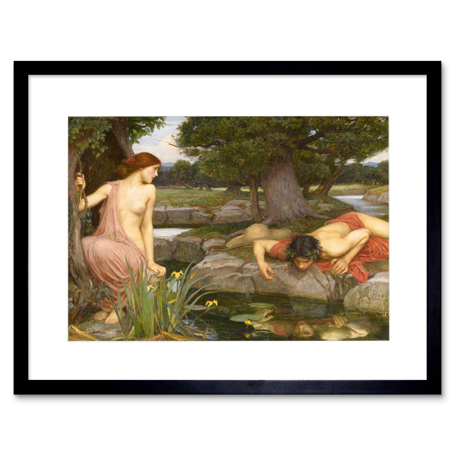 Wee Blue Coo John William Waterhouse Echo Narcissus Old Master Framed Wall Art Print