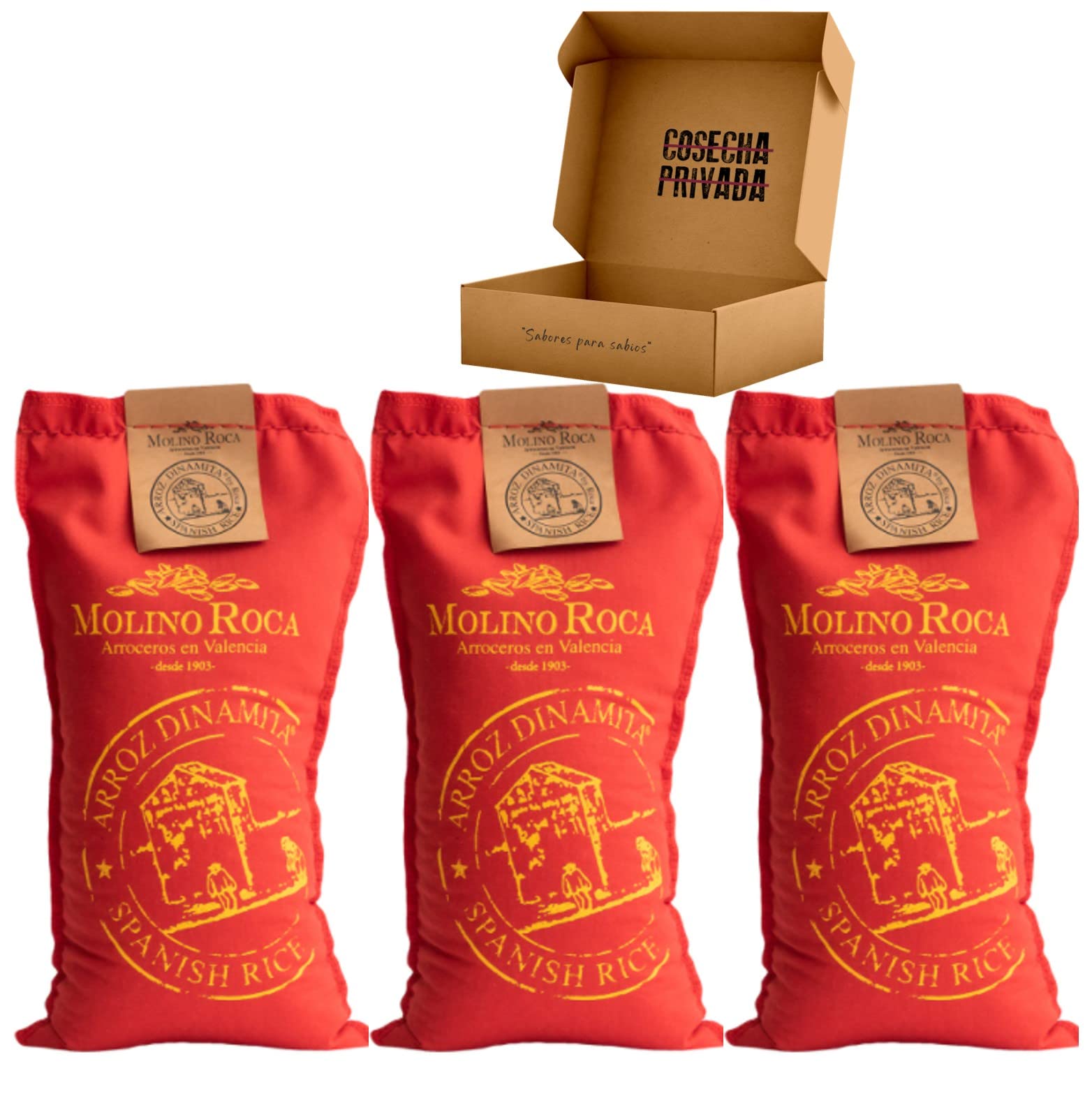 Arroz Dinamita Molino Roca - Mejor Arroz del Mundo - 3 x 1 kg - Seleccionado y Enviado por Cosecha Privada