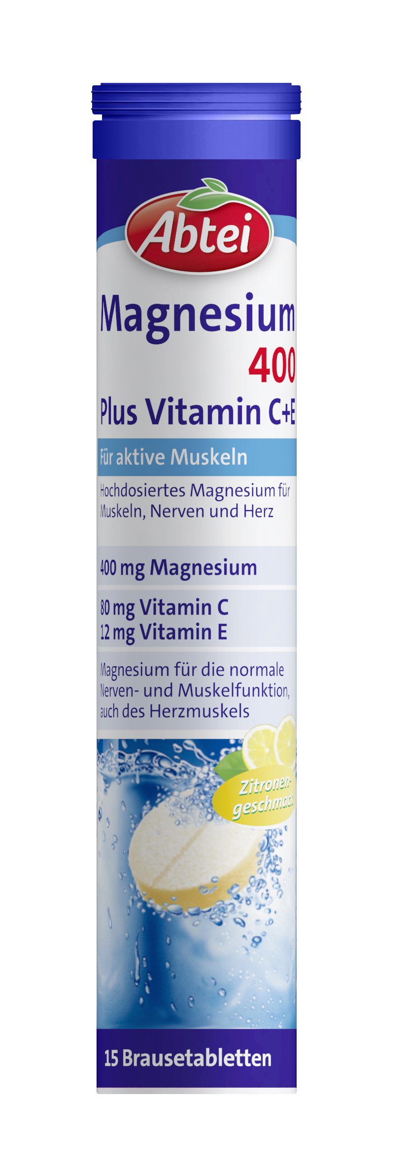 Abtei Magnesium 400 Plus Brausetabletten – Hochdosiert Für Muskeln Und Nerven, Mit Vitaminen