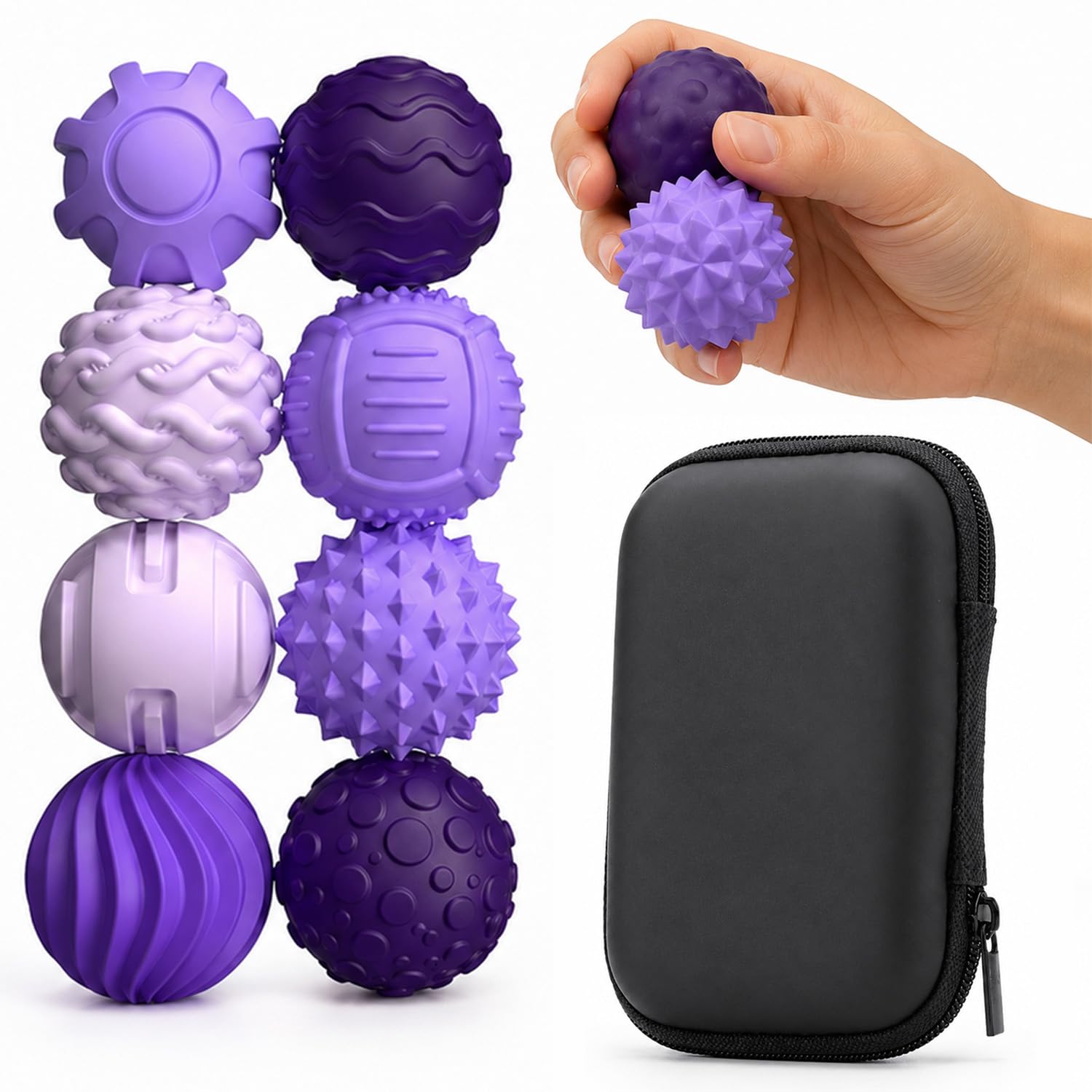 Purple Silicone Magnetic Fidget Balls 8PCS
