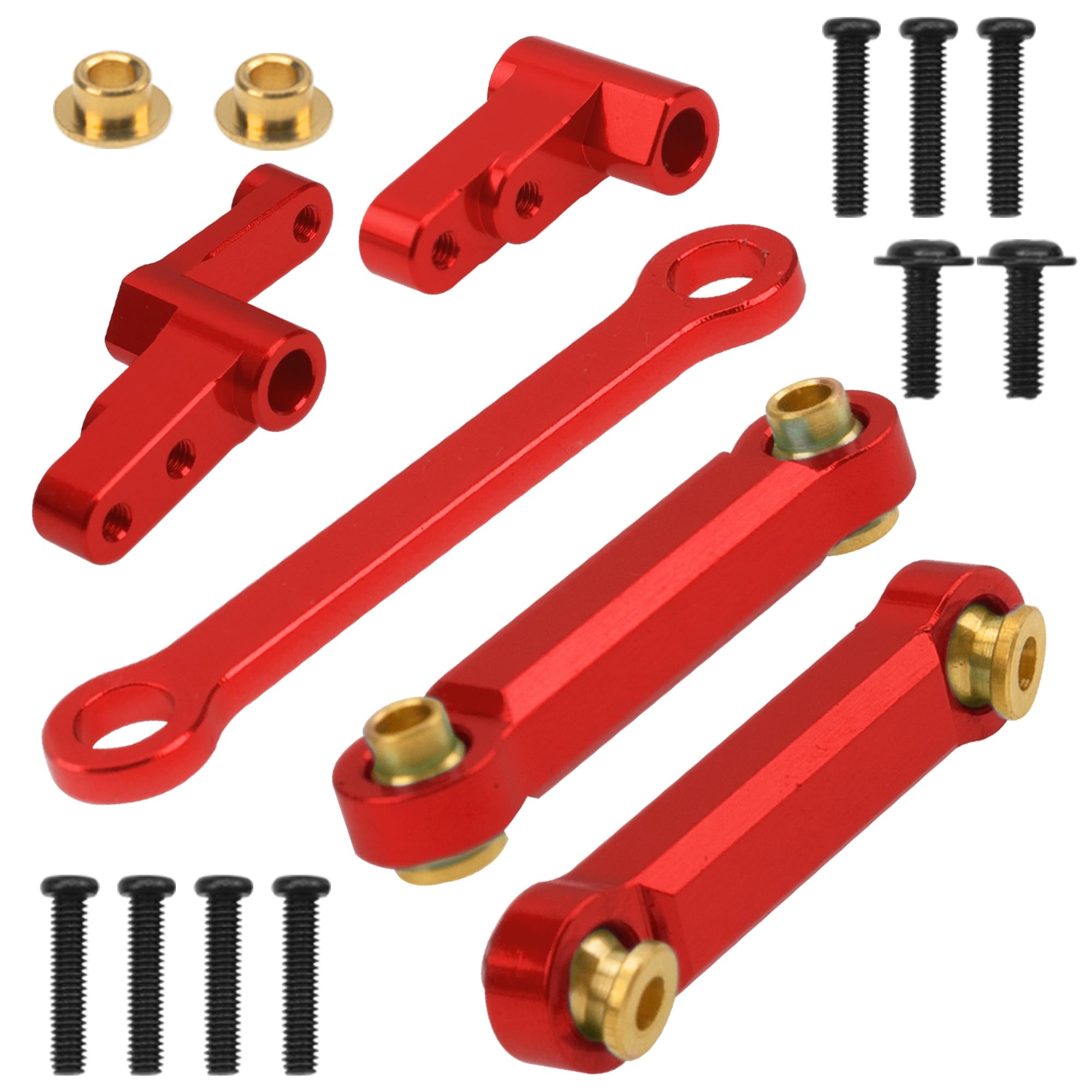 ShareGoo Aluminum Front Rear Swing Arm & Steering Knuckle Kit & Shock Absorbers & Shock Tower Mount Compatible with 1/14 MJX Hyper Go 14301 14302 RC Upgrade Parts (Red)