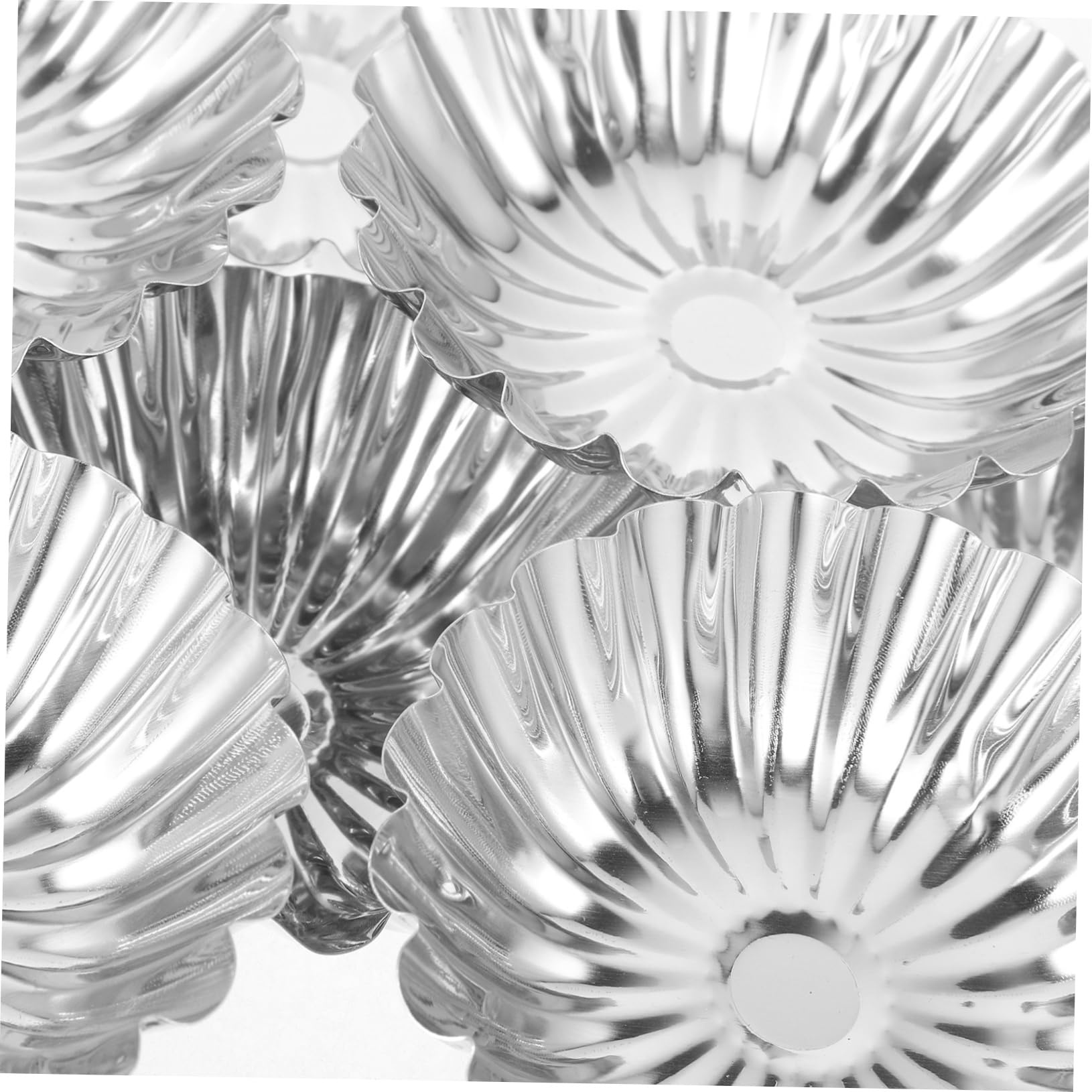 PRETYZOOM 50 Piezas Tartas de Huevo Inoxidable Reutilizables para Hornear Puddings Muffins y Tartas Decorativas