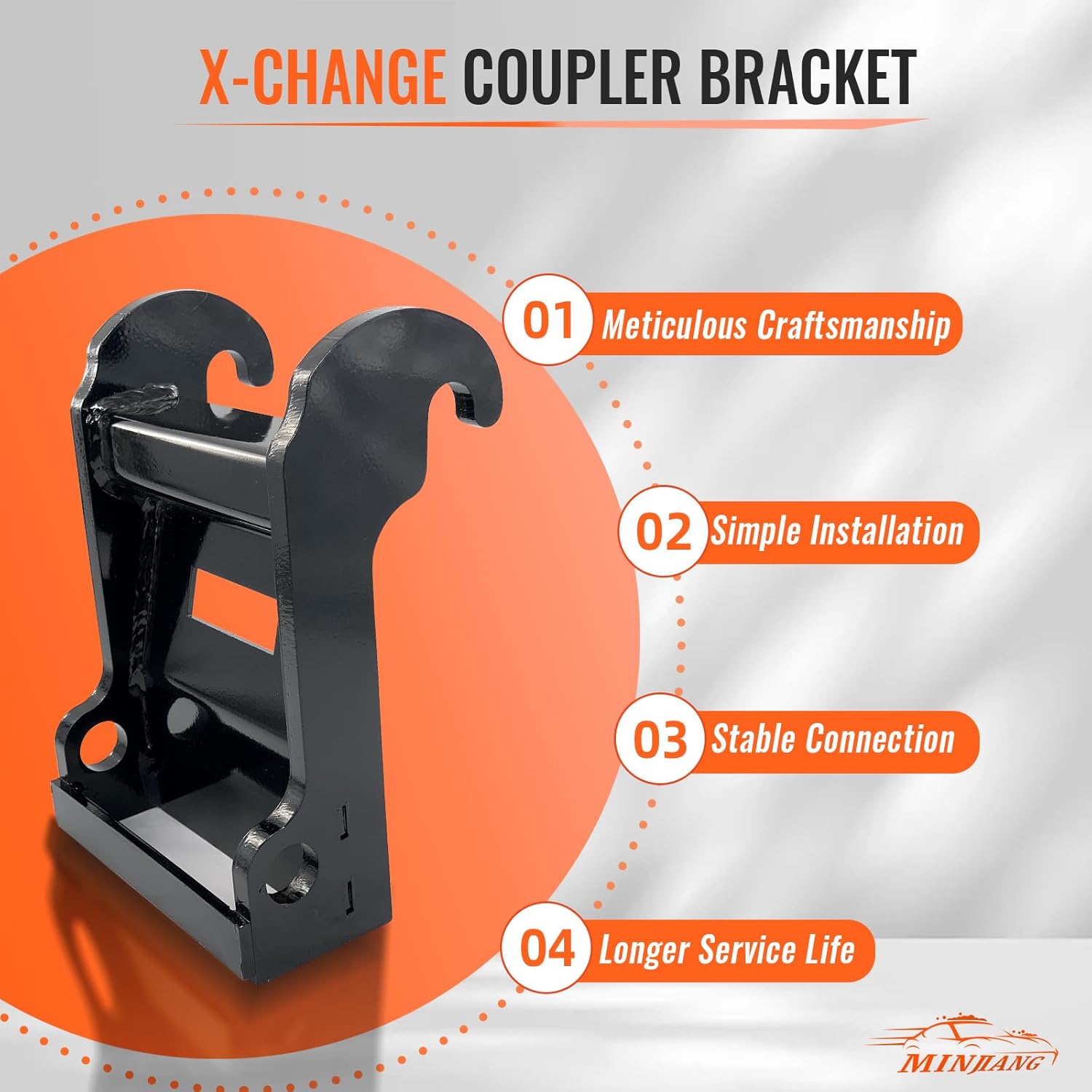 MINJIANG X-Change Coupler Bracket, Mini Excavator Attachment Quick Hitch Coupler Black-Coating Steel Attach Coupler for Bob-c-at E Series